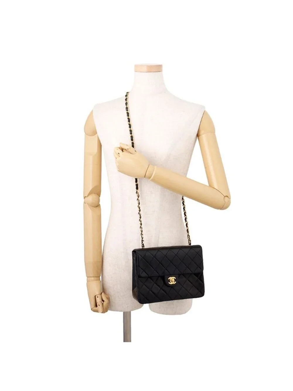 Chanel Chain Shoulder Bag Quilted 20 CC Logo Lambskin Mini Black